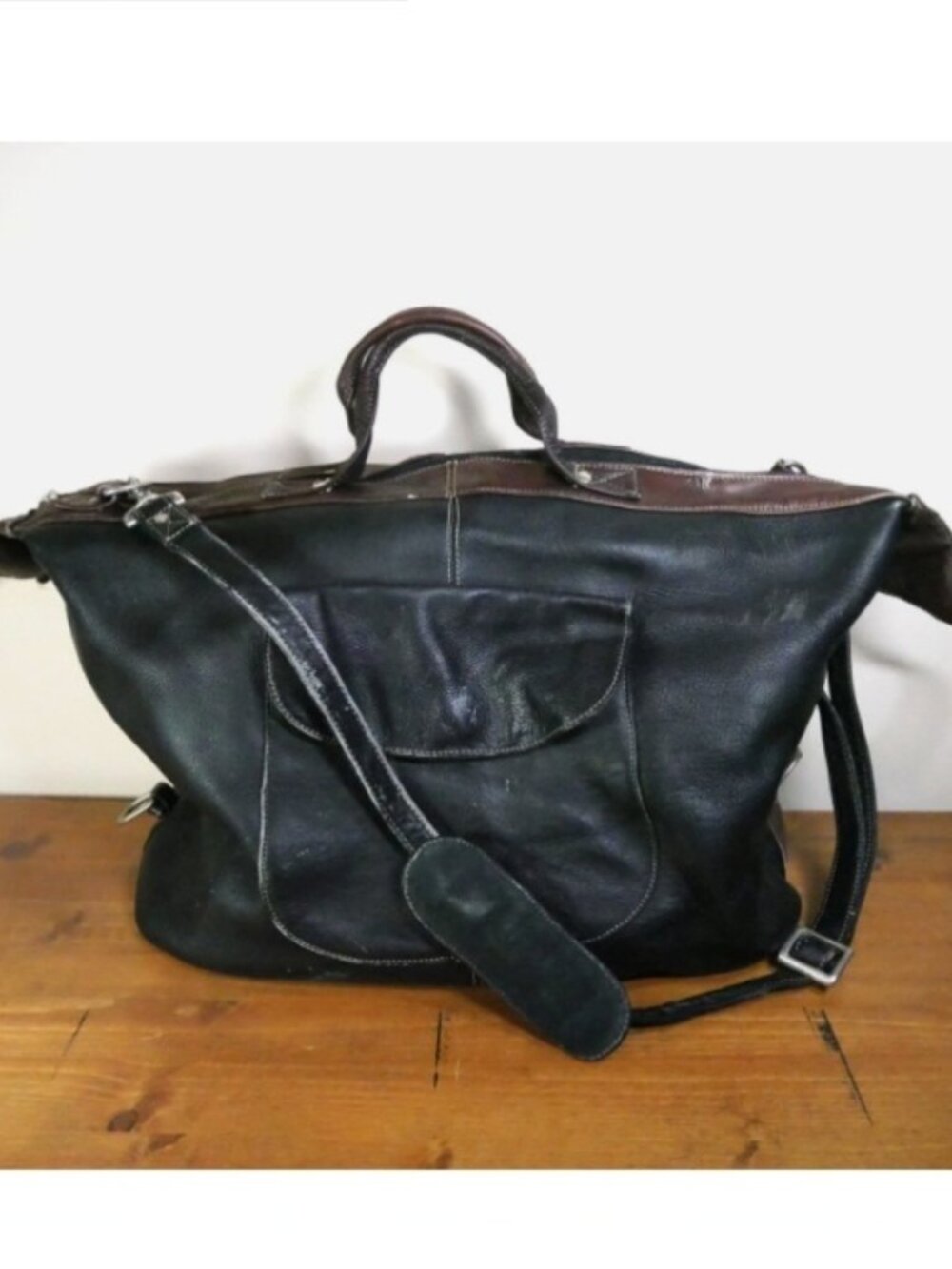 Latico Real Leather 22” Weekender Travel Bag Black Brown Duffle Carry-On Unisex
